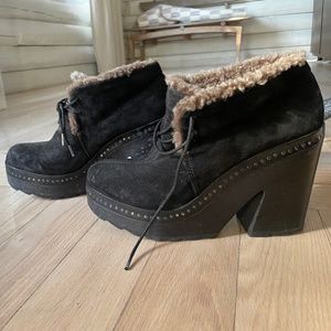 RAG & BONE Inez Suede & Shearling Desert Clogs